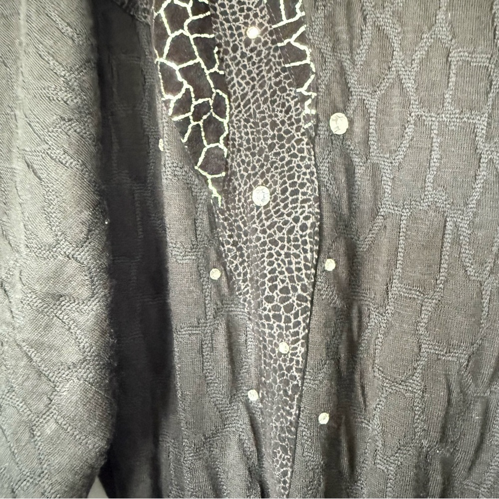 Vintage IIF Black Textured Jumpsuit with Embellished Shoulder Size Small - Picture 10 of 12